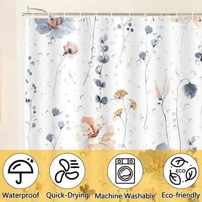 LOSYHU Shower Curtain, Mould Proof Shower Curtain for Bathroom, with 12 Hooks, 180 x 180 cm Waterproof Polyester Fabric Shower Curtains