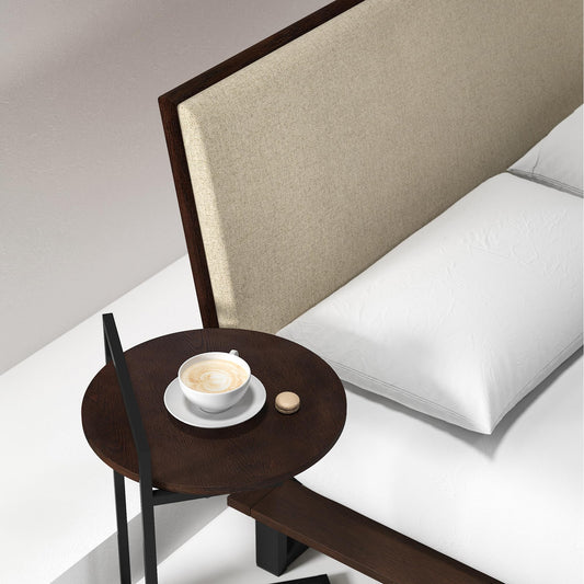 Zinus Ongii Nightstand 40x61x36 cm - Metal and Wood Side table - Red Oak Top - Brown and Black