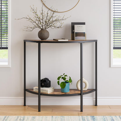 VECOCHO Console Table 2 Tier Narrow Entryway Table with Storage,Brown