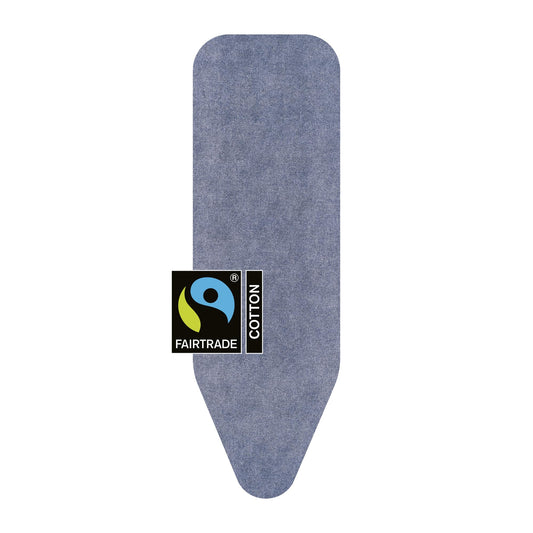 Brabantia Ironing Board Cover B 124x38 cm ? Denim Blue | 100% Cotton Top Layer with 8mm Foam Padding for Size B Ironing Boards | Durable, Washable,