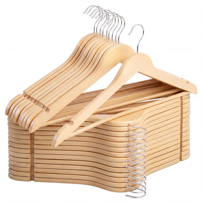 StorageWorks Wooden Hangers 30 Pack, Premium Natural Wood Hangers for Clothes, Coat Hangers Adult with 360 Degree Rotatory Hook
