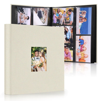 DazSpirit Photo Albums 6x4 Inch 600 Photos Slip In, Customizable Linen Cover 10x15 Photo Album, Large Capacity, Slip-in Pockets, Ideal for Wedding
