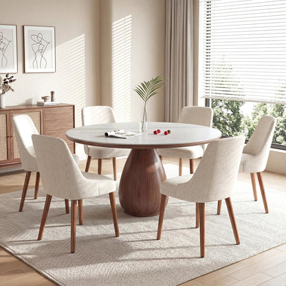 Dining Chairs Set of 6, Upholstered Dining Room Chairs with Ergonomic High Back, Thick Padded Seat, Skin-Friendly Fabric