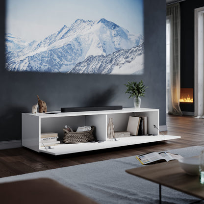 ELEGANT Gloss White Floating TV Unit Cabinet 140x30x40mm