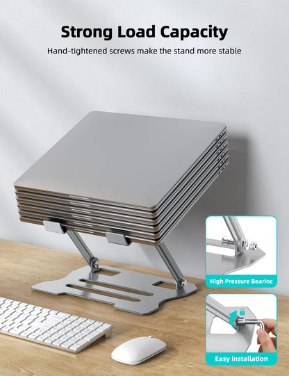 FAPPEN Laptop Tablet Stand, Universal Adjustable Steel Laptop Computer Stand, Ergonomic Foldable Portable Desktop Tray Compatible with 10''-15.6''
