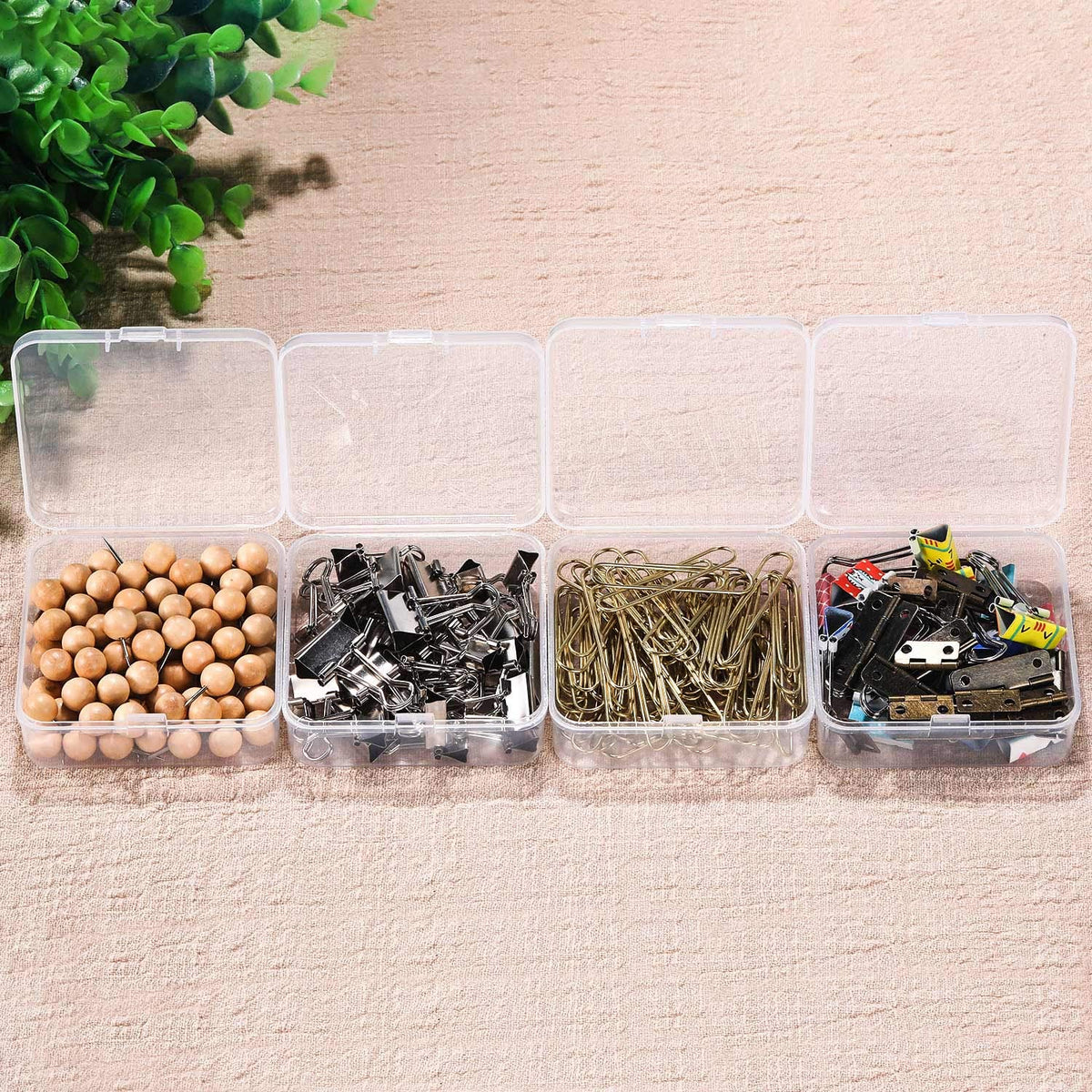 SATINIOR 12 Pack Clear Plastic Beads Storage Containers Box with Hinged Lid for Beads and More (2.9 x 2.9 x 1 Inch)