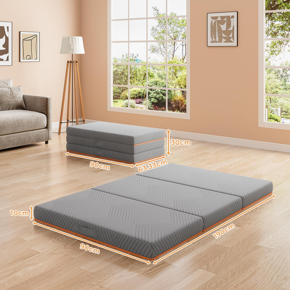 Vesgantti Folding Mattress Single 10CM Memory Foam Foldable Mattress