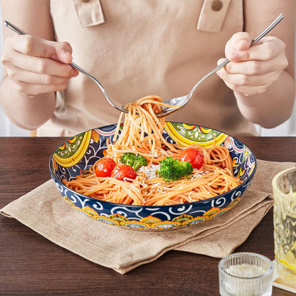 vancasso SIMI Pasta Bowls Set of 4, Porcelain Salad Bowls, 42 oz Large Corlorful Serving Bowls for Kitchen, Dishwasher & Microwave Safe Soup Bowls,