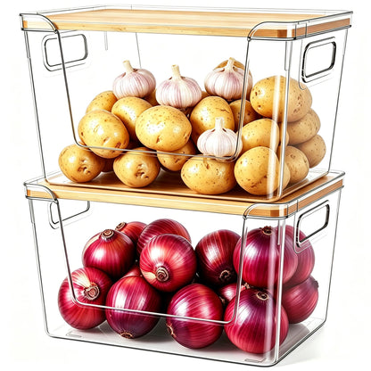 Hiziwimi 2 Sets Pantry Organizers and Storage, with Lids, for Produce