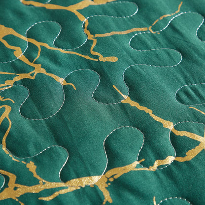Bedspread King Size Green Quilted Bedspread Gold Marble Printed Luxury Soft Microfiber Bedspreads Coverlet All Season Bedding Set