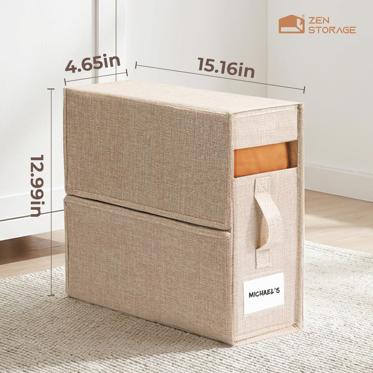 4 Pack Sheet Storage Box (King & Queen Size) with handle, Foldable Sheet Set Organizer for Closet, Sheet Organizer for Blanket, Coverlet and Towel