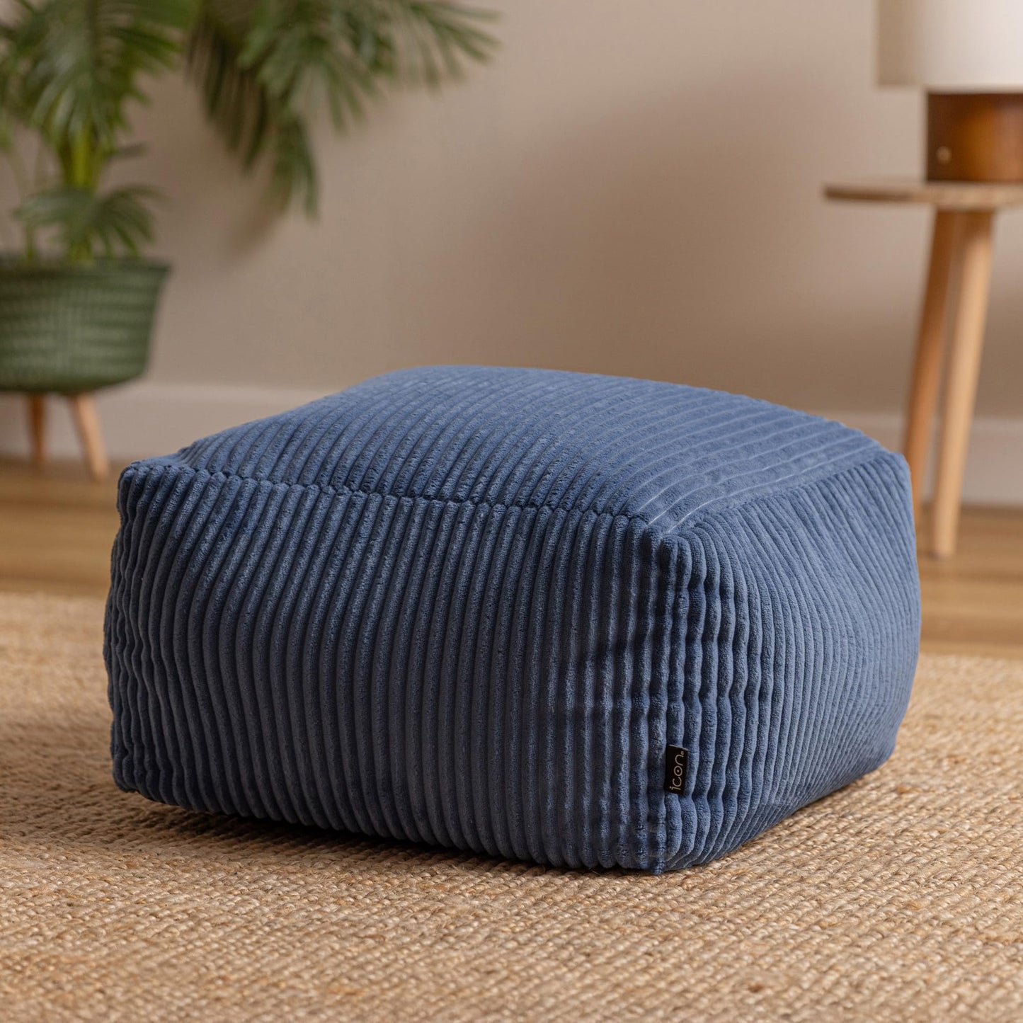 icon Amara Small Cord Bean Bag Footstool with Filling Included, Blue