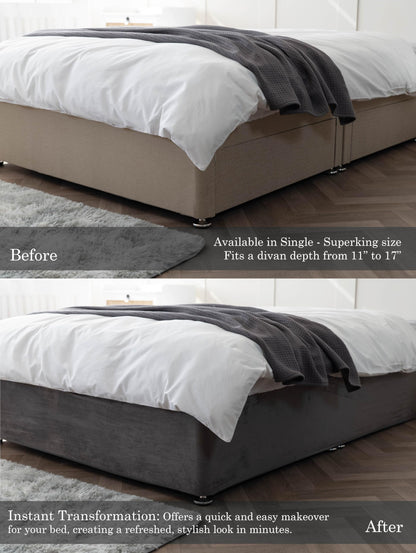 Belledorm 19" Extra Deep Base Wrap Valance Sheet - Transforms a drab looking bed base divan - Luxury Faux Suede (Cloud, King)