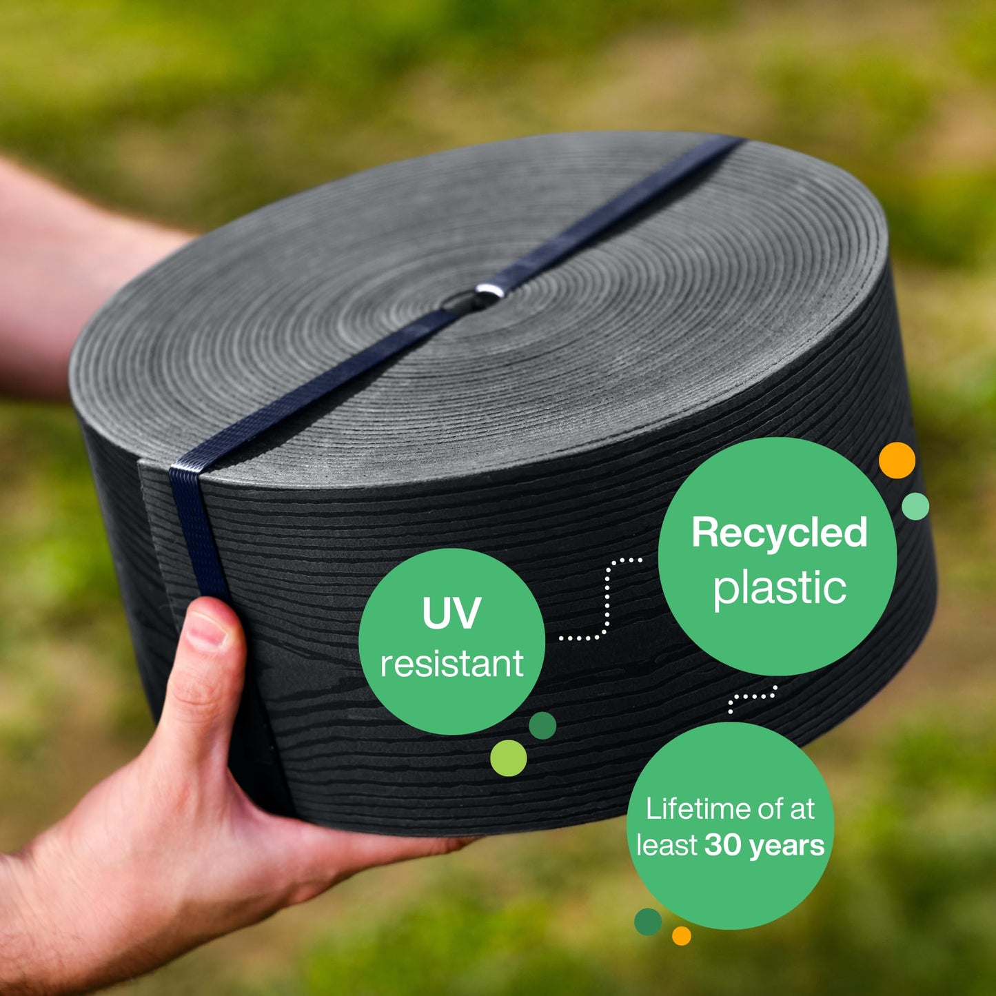 UNIGARDIA Flexible Lawn Edging 20 m with 40 Securing Pegs - Height 13 cm, Thickness 3 mm - Plastic Grass Border & Flower Bed Garden Edging - Easy to
