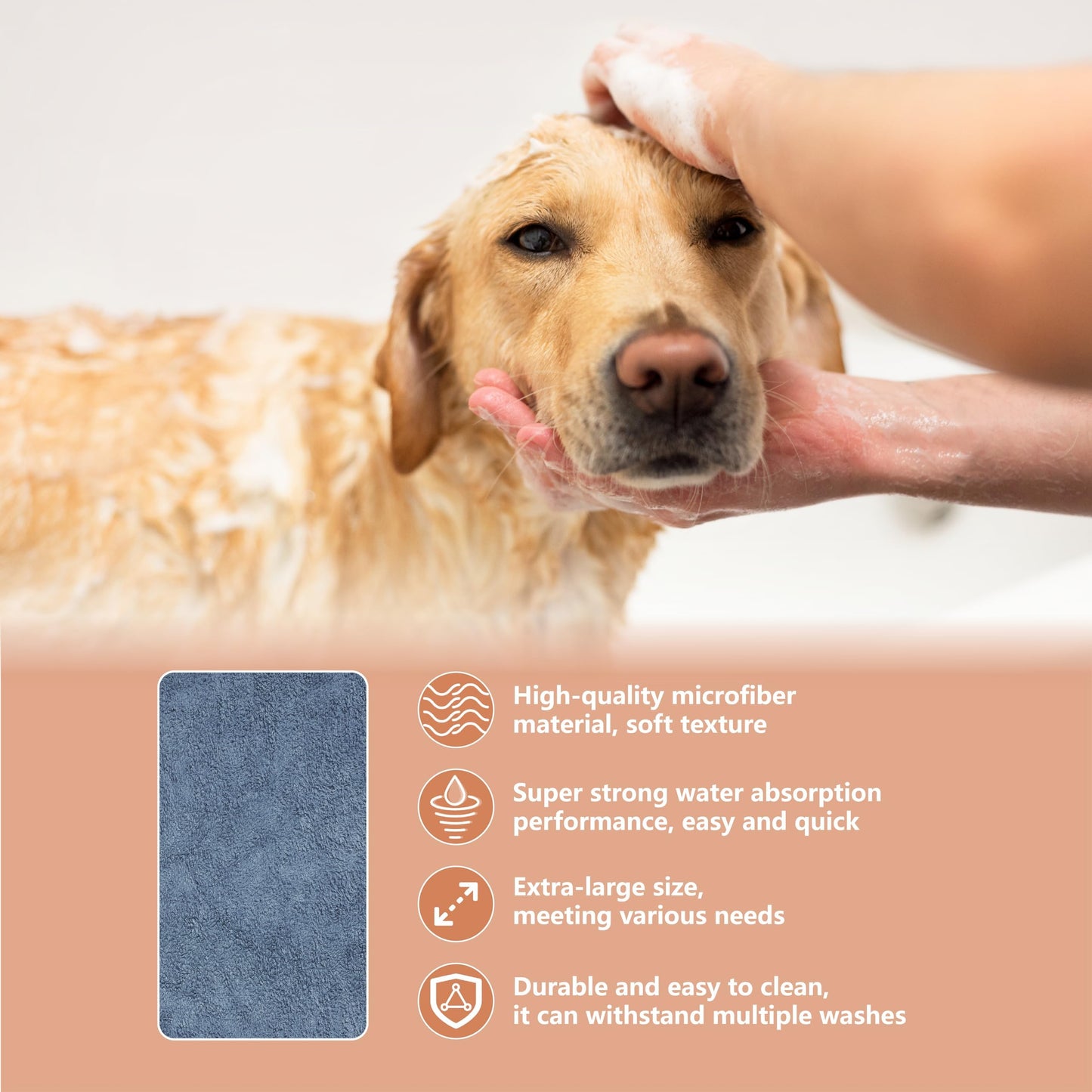 Hitchuey Pet Towels, 3 Pack Pet Bath Towels, 40 x 70 cm, Super Absorbent, Quick Drying, Reusable, Easy to Clean