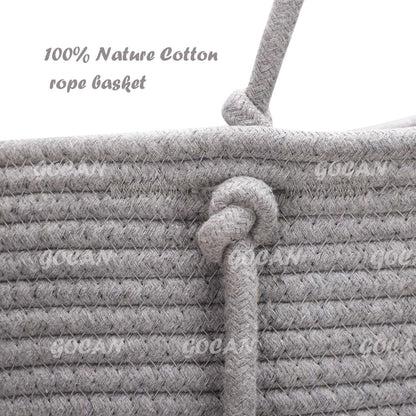 GOCAN 3-Tier Over Door Cotton Rope Woven Hanging Storage Basket(Grey)