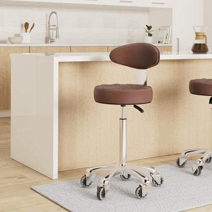 Kaleurrier Rolling Stool Chair with Smooth-rolling Dual-wheel casters,Comfortable Cushioned Backrest, Swivel Seat