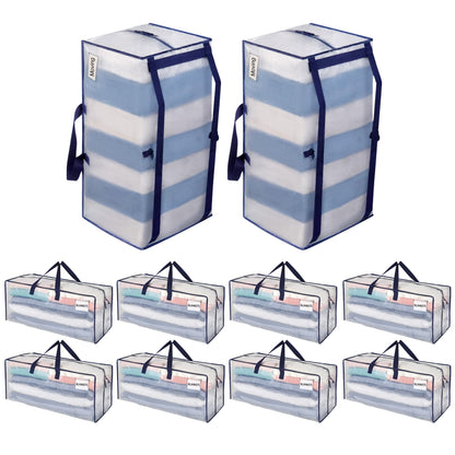 VENO 10 Pack Heavy-Duty Extra Large Moving Bags W/Backpack Straps, Moving House Essentials, Strong Handles & Zips, Clothes Storage, Packing