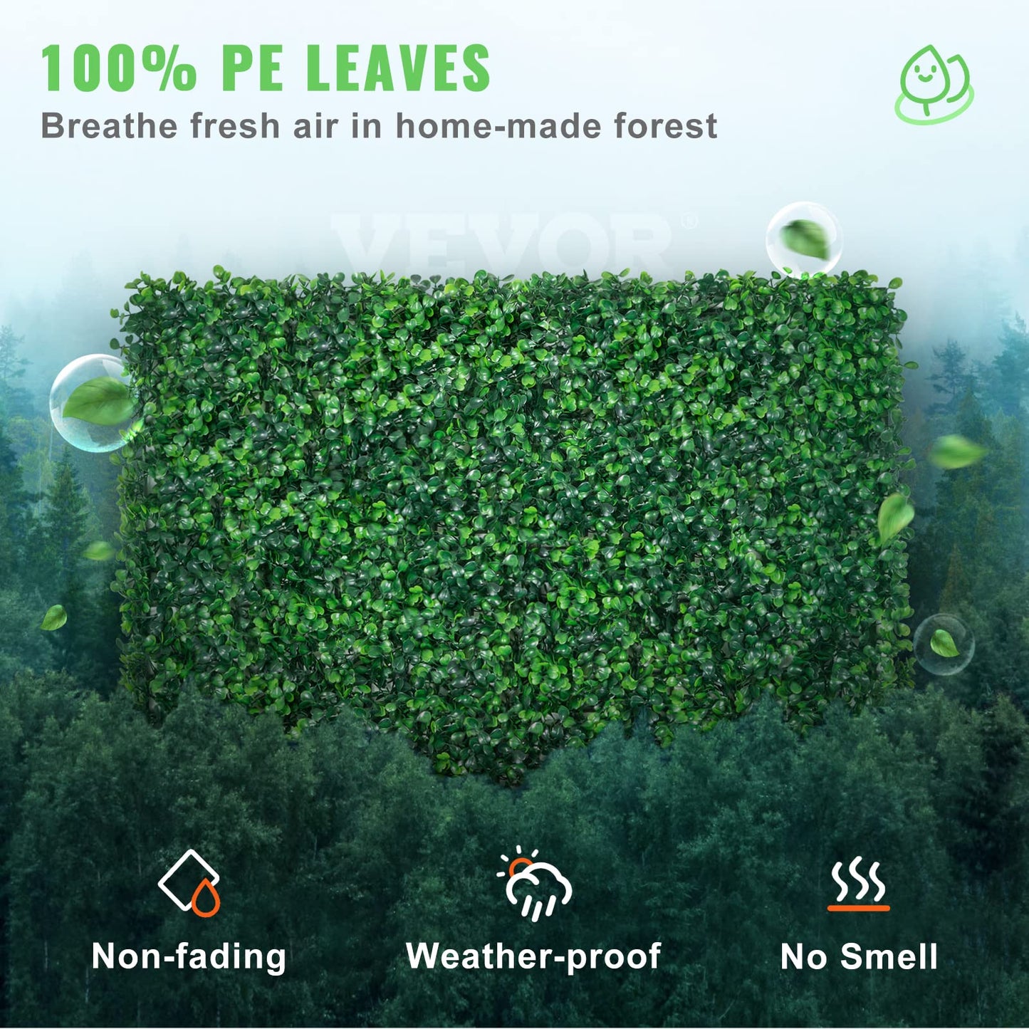 VEVOR Artificial Boxwood Panel UV, Boxwood Hedge Wall Panels, Artificial Grass Backdrop Wall 4 cm Green Grass Wall, Fake Hedge for Decor Privacy Fence