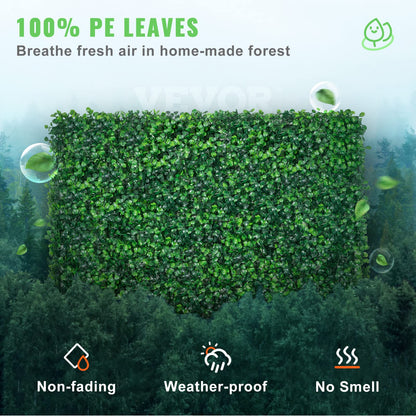 VEVOR Artificial Boxwood Panel UV, Boxwood Hedge Wall Panels, Artificial Grass Backdrop Wall 4 cm Green Grass Wall, Fake Hedge for Decor Privacy Fence