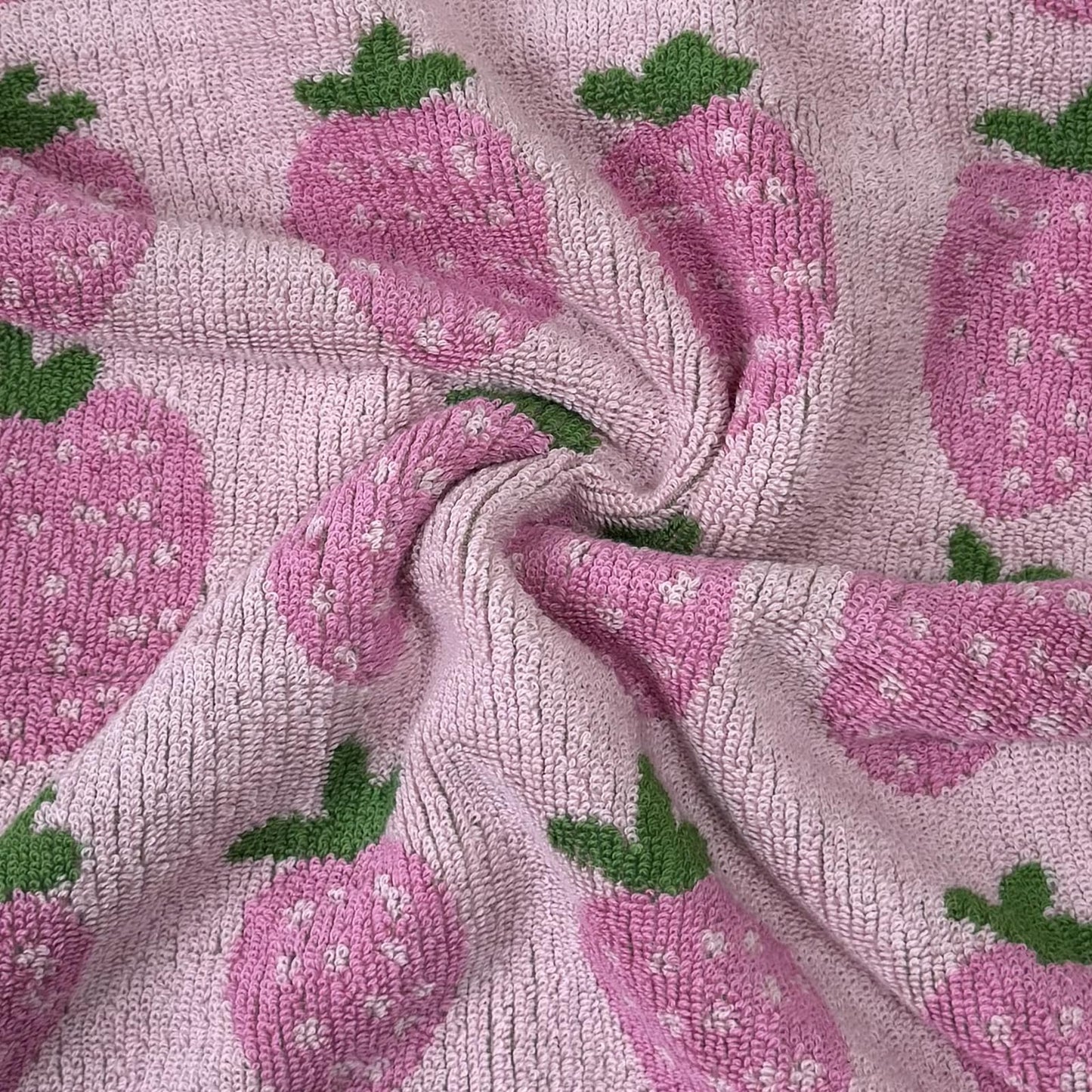 USTIDE Fruit Hand Towels Set of 2 Lovely Pink Strawberry Hand Towel Cotton Hand Towel Soft Absorbent Face Towel for Bathroom Kitchen 14x30 Inch