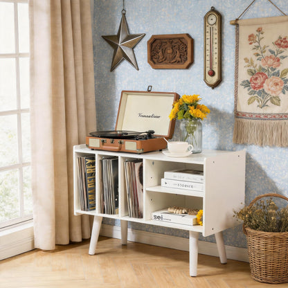 Record Player Stand with Vinyl Storage Holds Up to 300lb, Large Record Player Table Cabinet for Album Storage with Holder Vinyl Display Shelf
