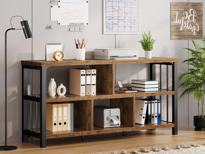 IBF 5 Cube Storage Organizer Bookshelf Low Bookcase 140cm Rustic Brown