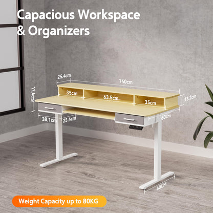 WALKINGDESK Electric Standing Desk with Keyboard Tray, 140 x 60 cm