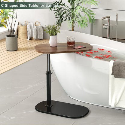 C Shaped Side Table Adjustable Height, 360°Swivel Sofa Side Table That Slide Under, Small Coffee End Table for Couch and Bedside