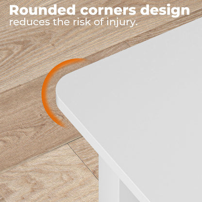 GreenForest Coffee Table with 2-Tier Storage,100 cm Living Room Table with Round Corner, Center Table with X-Frame Design for Home Office,White