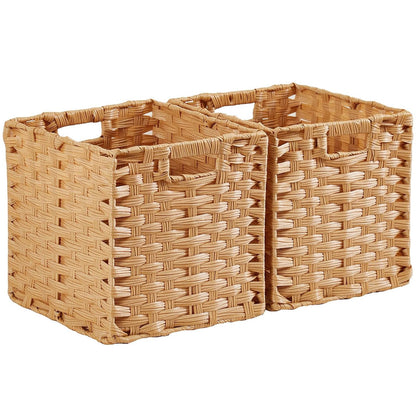 Mangata 31 cm Storage Cube Boxes for 33 cm Closet, Rattan Effect Storage Baskets, Wicker Woven Polyrattan Material Closet Organizer, 31x31x31 cm