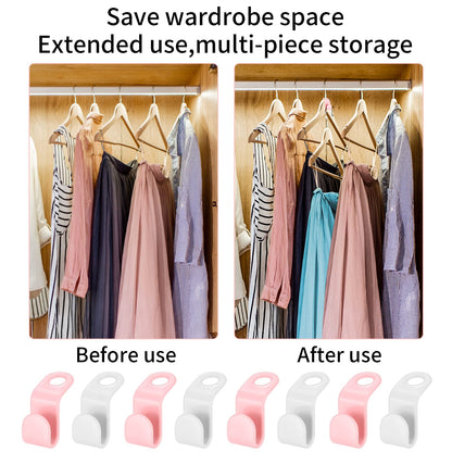 PIANKEKE 65 Pcs Clothes Hanger Connector Hooks, White Space Saver Hooks