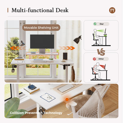 Klicelor Eletric Height Adjustable Desk, Movable Monitorstand, 160x60cm