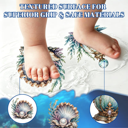 MOROBOR Non Slip Bathtub Stickers 6PCS Dreamy Mermaid Bathtub Sticker Anti-Slip Adhesive Bathtub Decals with Scraper for Bath Tub Stair Shower Floor