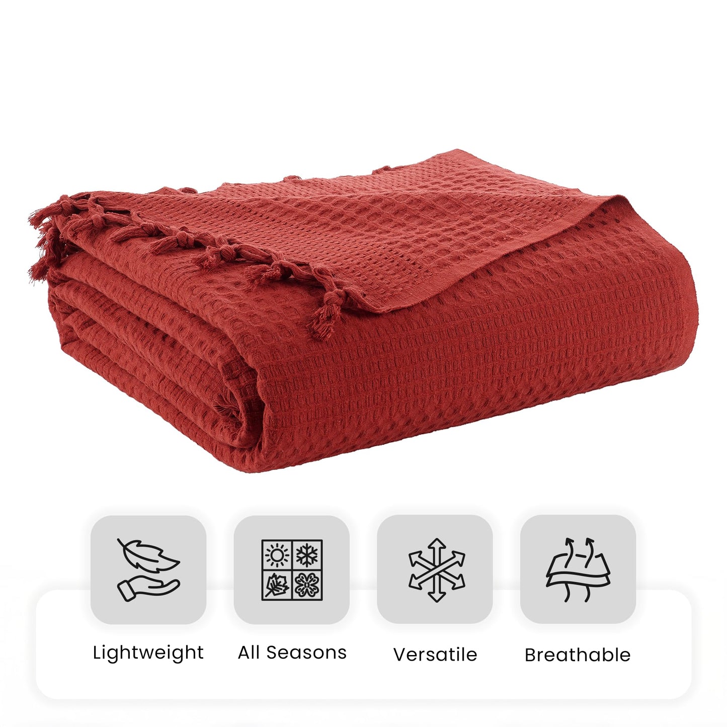 Milam London Burgundy Throw Blanket | Cotton Waffle Bedspreads King Size | Sofa Throws Large 3 Seater | Bed Throw King Size | Burgundy Blanket For Bed