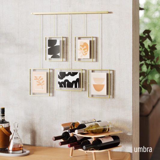 Umbra Exhibit Picture Frame Gallery Set, Adjustable Collage Display for 5 Photos, Prints, Artwork and More, Holds two 4x6" and three 5x7" Photos,