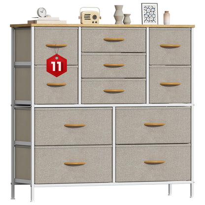 GoaHi Chest of Drawers, Large Dressers with Metal Frame and MDF Wooden Top Board, Adjustable Feet, Anti-Tip Safety
