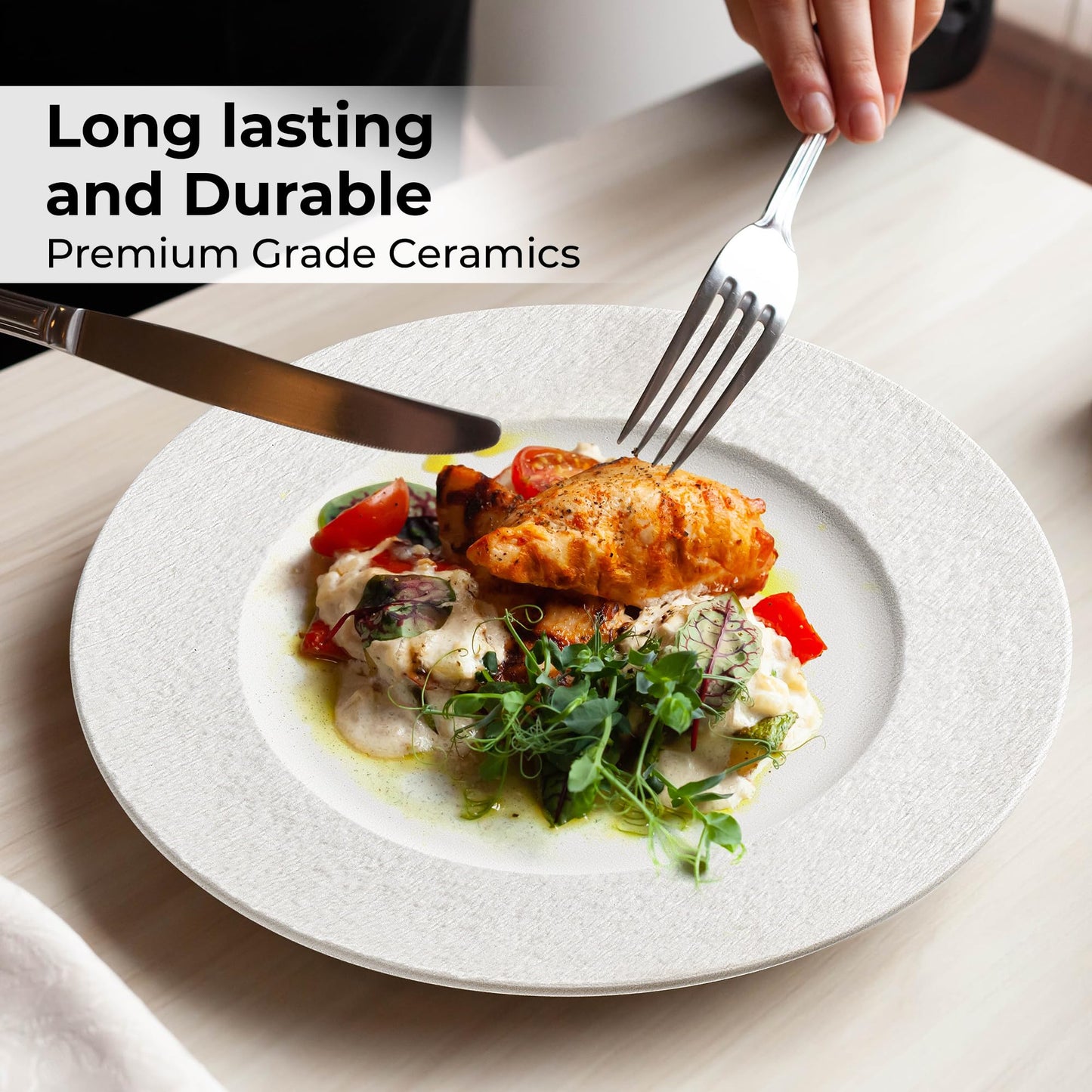 MIAMIO - 23 cm, Set of 4 Dinner Plates/Ceramic Plate Set, Crockery Set - Modern Plates, Microwave and Dishwasher Safe - Oasis Collection
