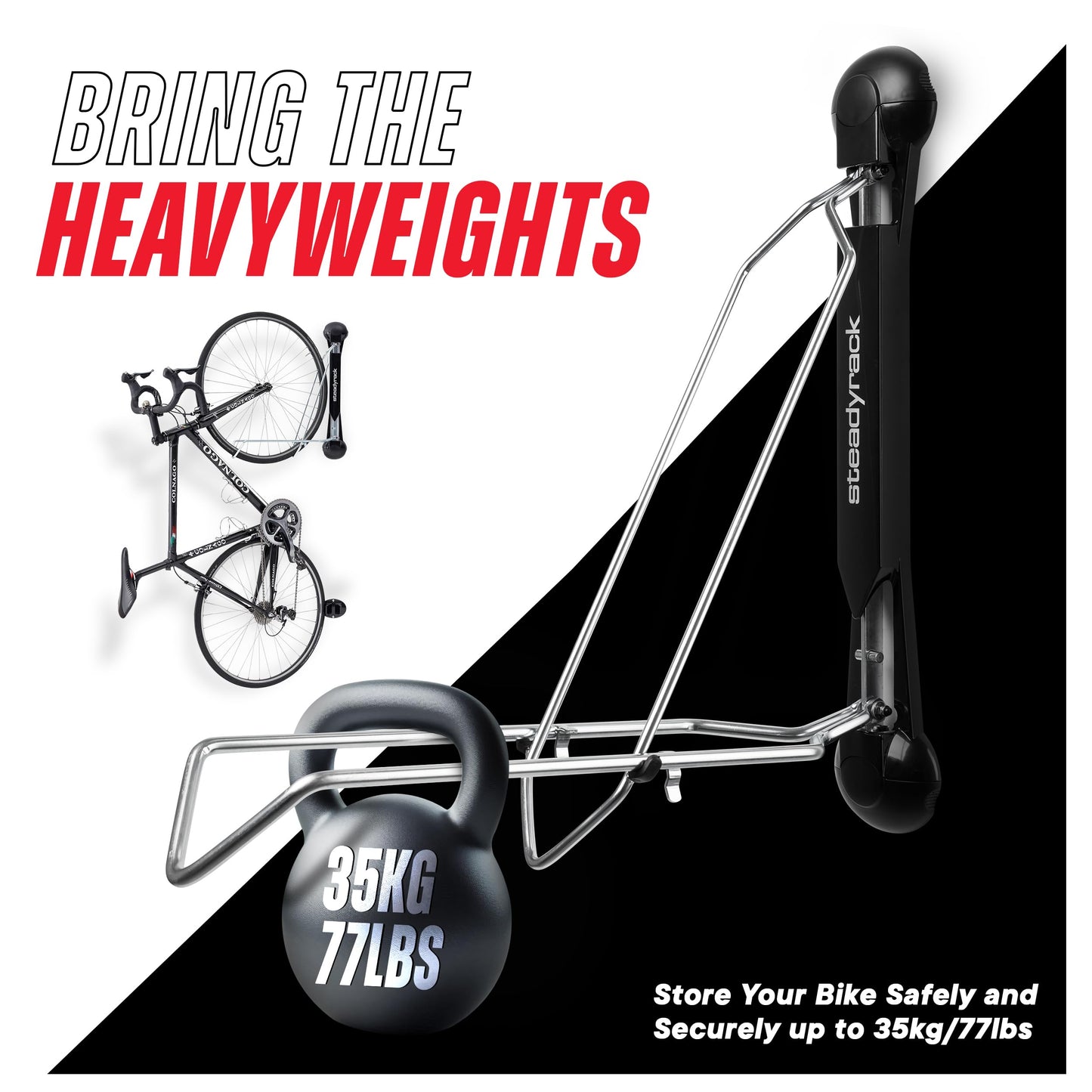 Steadyrack Bike Racks - Classic Rack - Wall Mounted Bike Rack Storage Solution for Your Home, Garage, or Bike Park