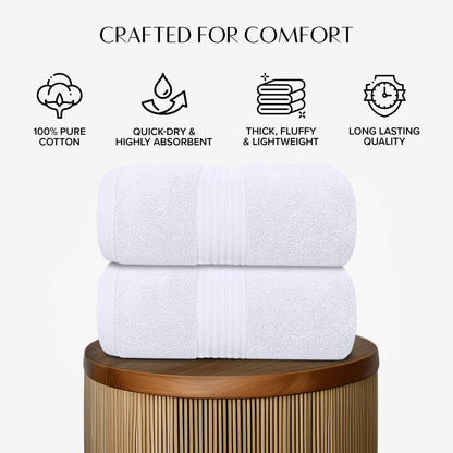 Luxury Set of 2 Jumbo Bath Sheets 100x150cm - Zero Twist 580 GSM (White)