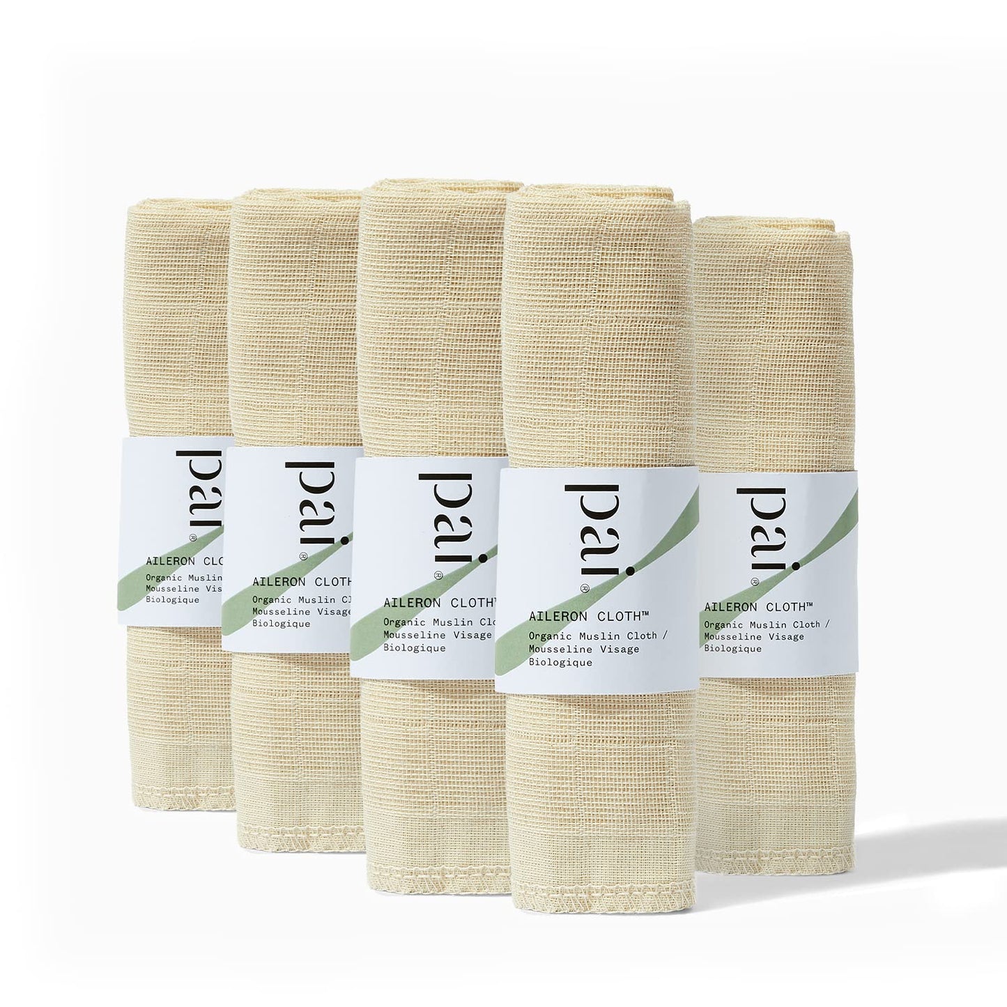 Pai Skincare The Aileron Cleansing Face Cloth Pack of 5, Organic Muslin Cloths for Gentle Exfoliation, Double-Layered Cotton, Muslin Face Cloths for