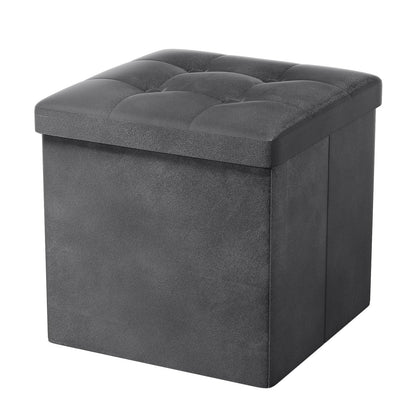 Oak & Tea Storage Ottoman, Foldable Storage Bench, Small Footrest, Cube Storage Unit, 1 Storage Boxes with Lid, Footstool