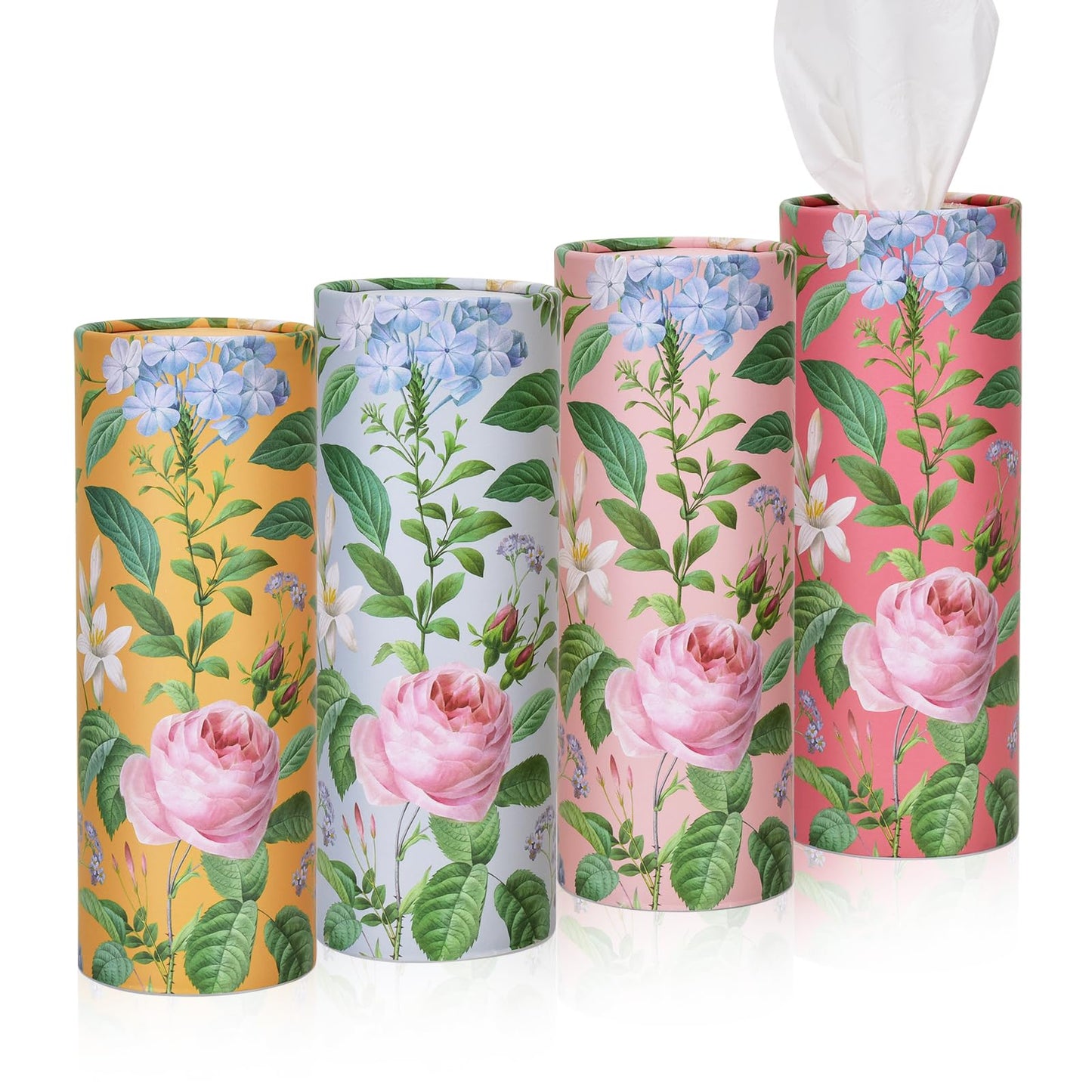 hoziel 4pack Vintage Rose Murals Florals Travel Tissue Tubes Box Container for Car Tissues Cylinder Car Cup Holder