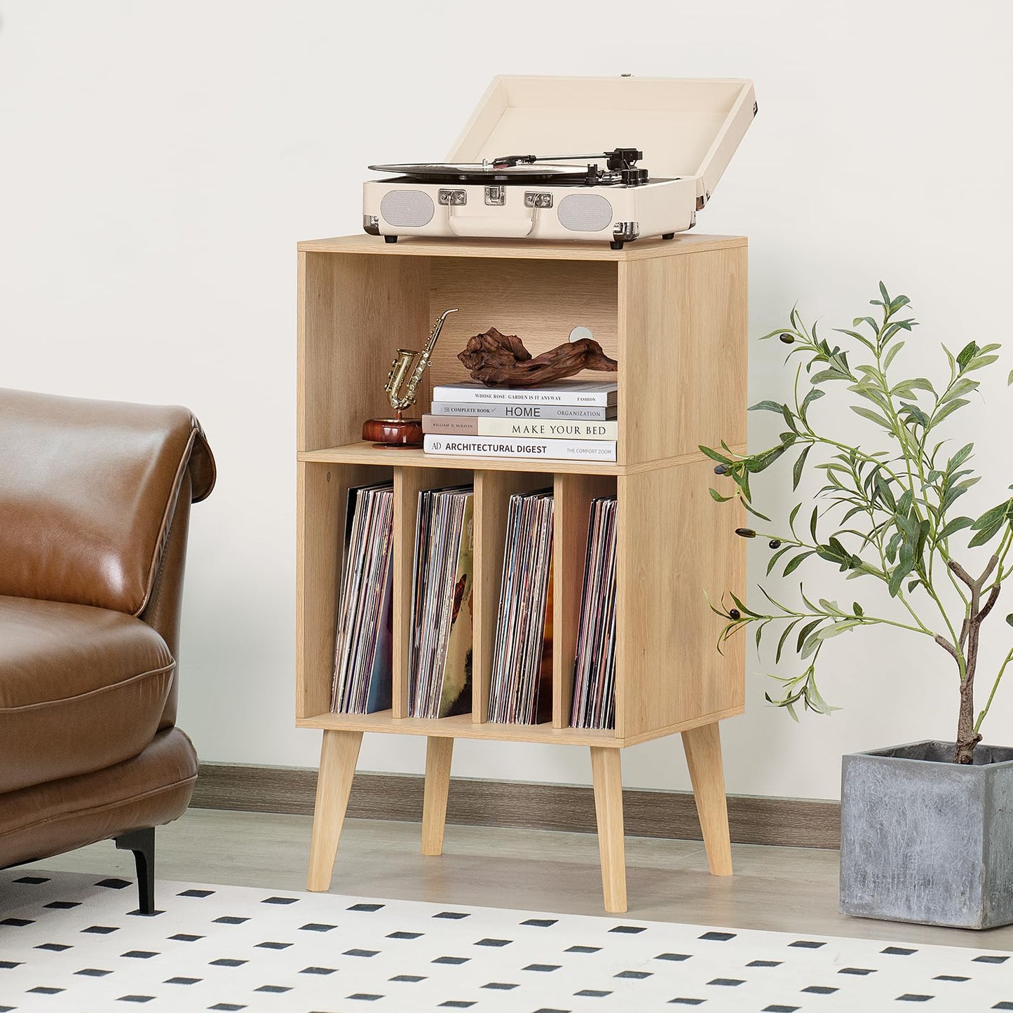 LELELINKY Record Player Stand, Turntable Stand Hold Up To 160 Albums