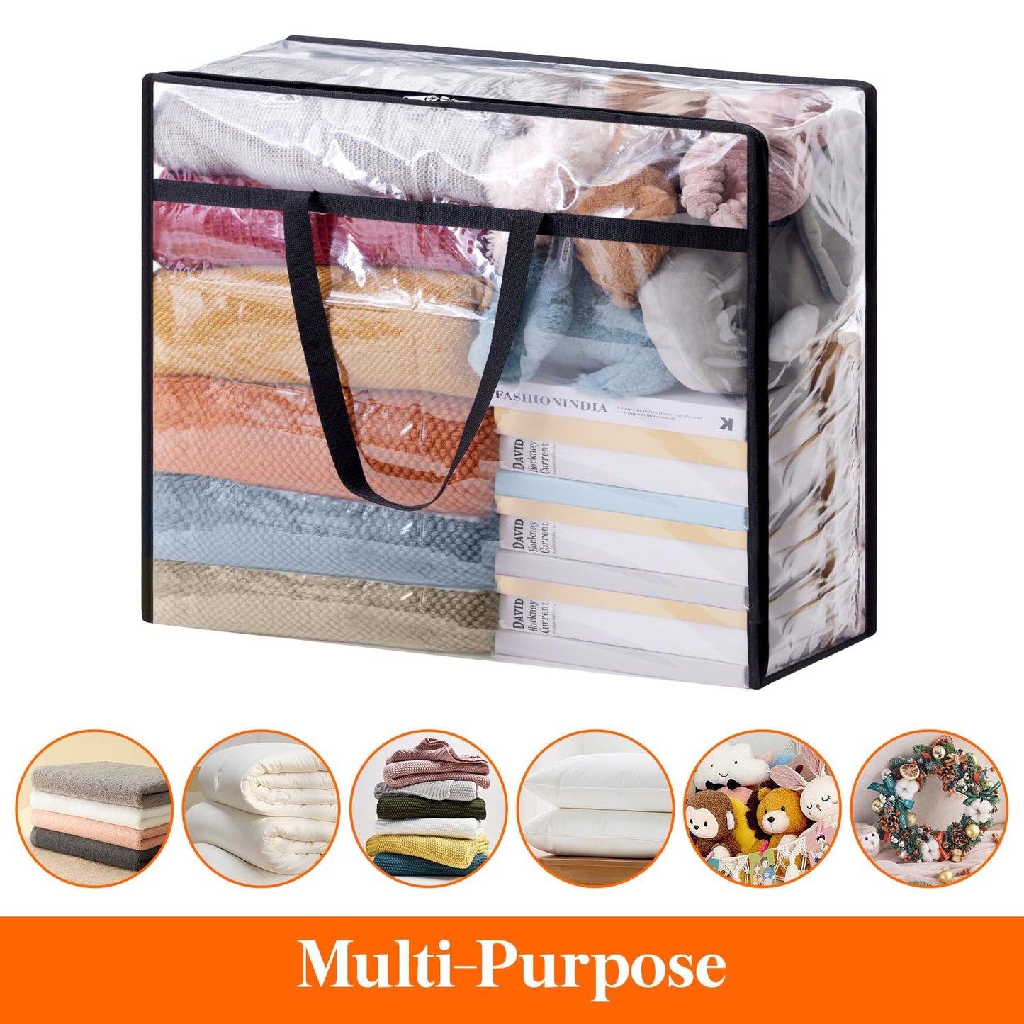 Lifewit 2 Pack Clear Storage Bags, 110L Plastic Clothes Storage Bags