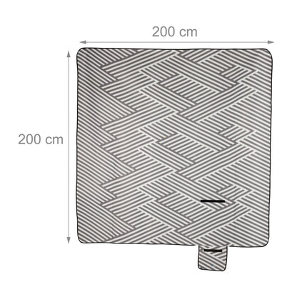 Relaxdays XXL Picnic Blanket, Aluminium Coating, Folding Beach Rug with Handle, 200x200 cm, Grey-White