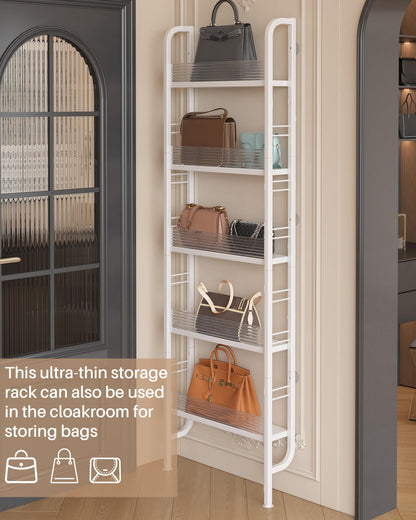 Ornestia Metal Narrow Storage Unit for Behind Door Storage（White）