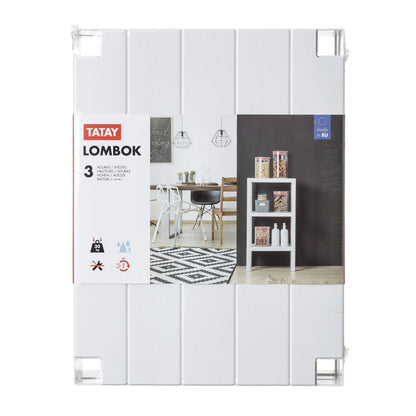 Tatay Lombok Shelf, 3 Shelves, Polypropylene, BPA Free, Wood effect, Non-Slip Bumpers, Max 10KG by Shelf, Easy Assembly, Measure 38x29x73.5 cm. White