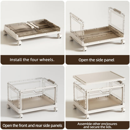 NETEL Storage Boxes With Lids, Stackable Storage Boxes 23L*4 Tier&2 Lid, Transparent Plastic Storage Boxes with Wheels