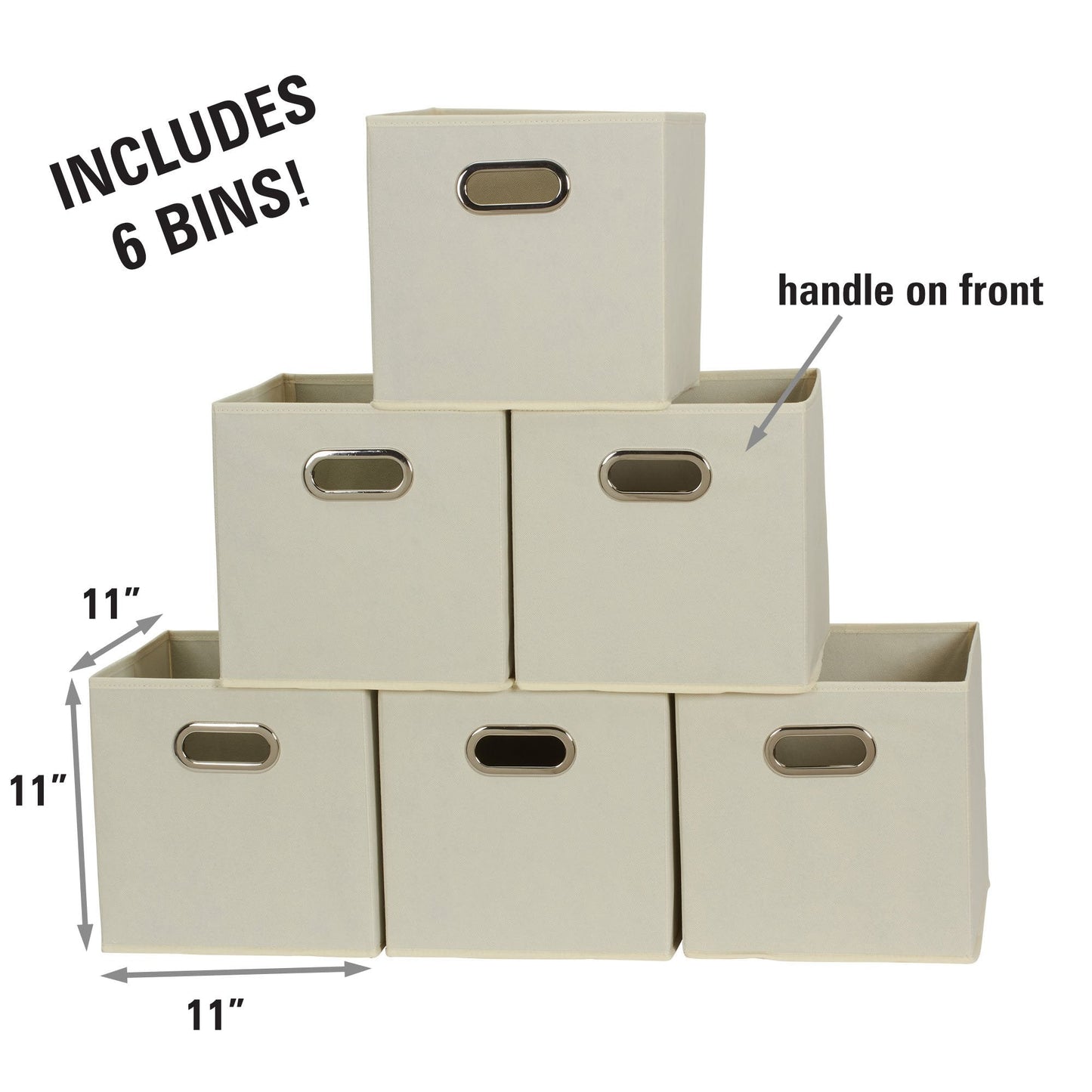 Household Essentials 82-1 Foldable Fabric Storage Bins | Set of 6 Cubby Cubes with Handles | Natural, 6 lbs